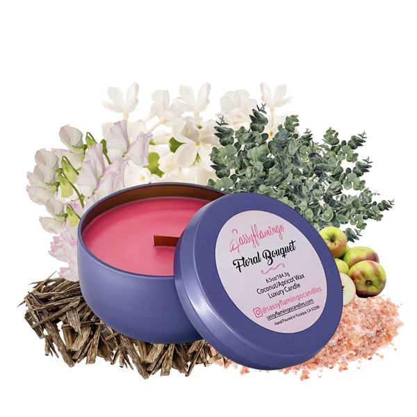 Floral Bouquet 6.5oz Decorative Travel Tin Candle