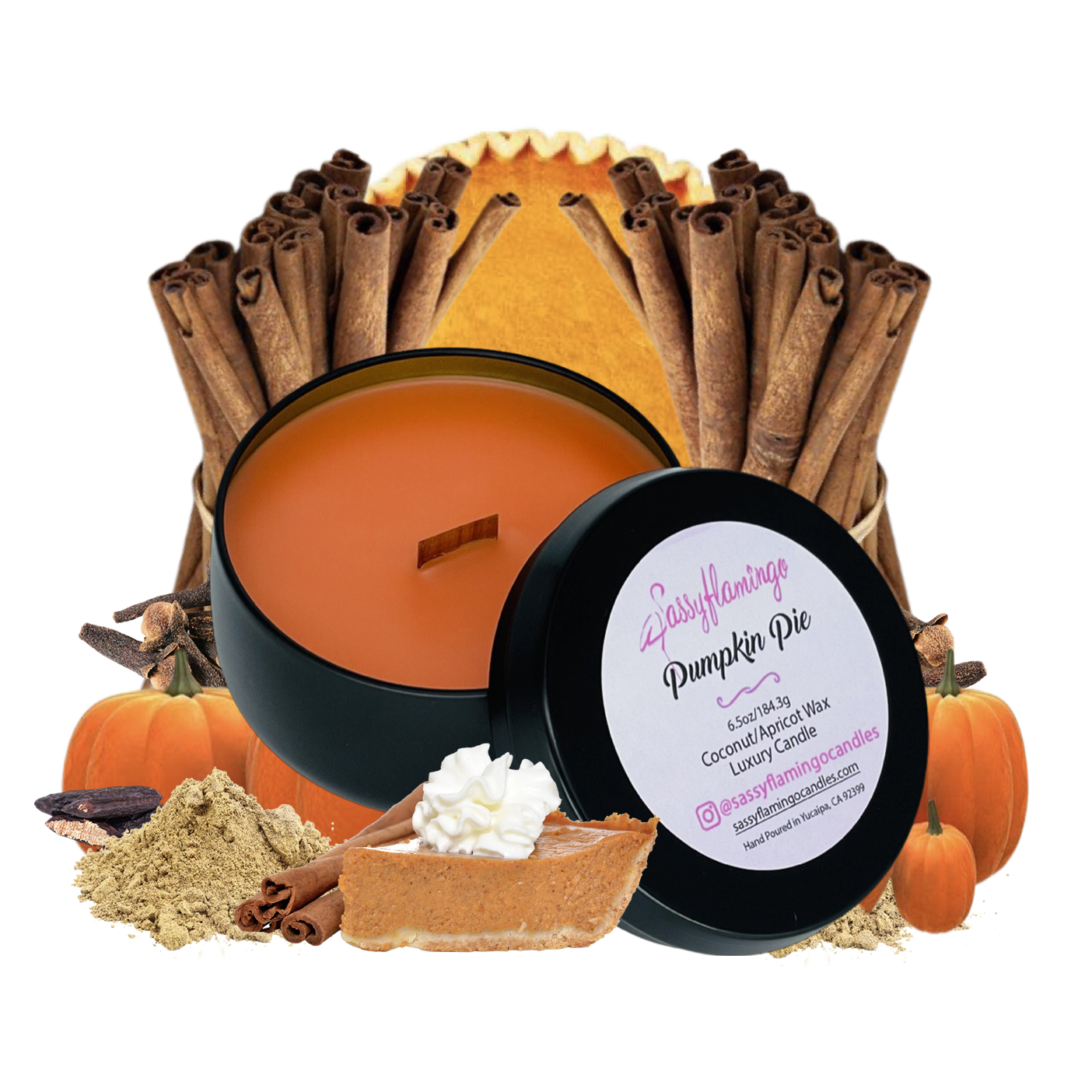 Pumpkin Pie 6.5oz Decorative Travel Tin Candle